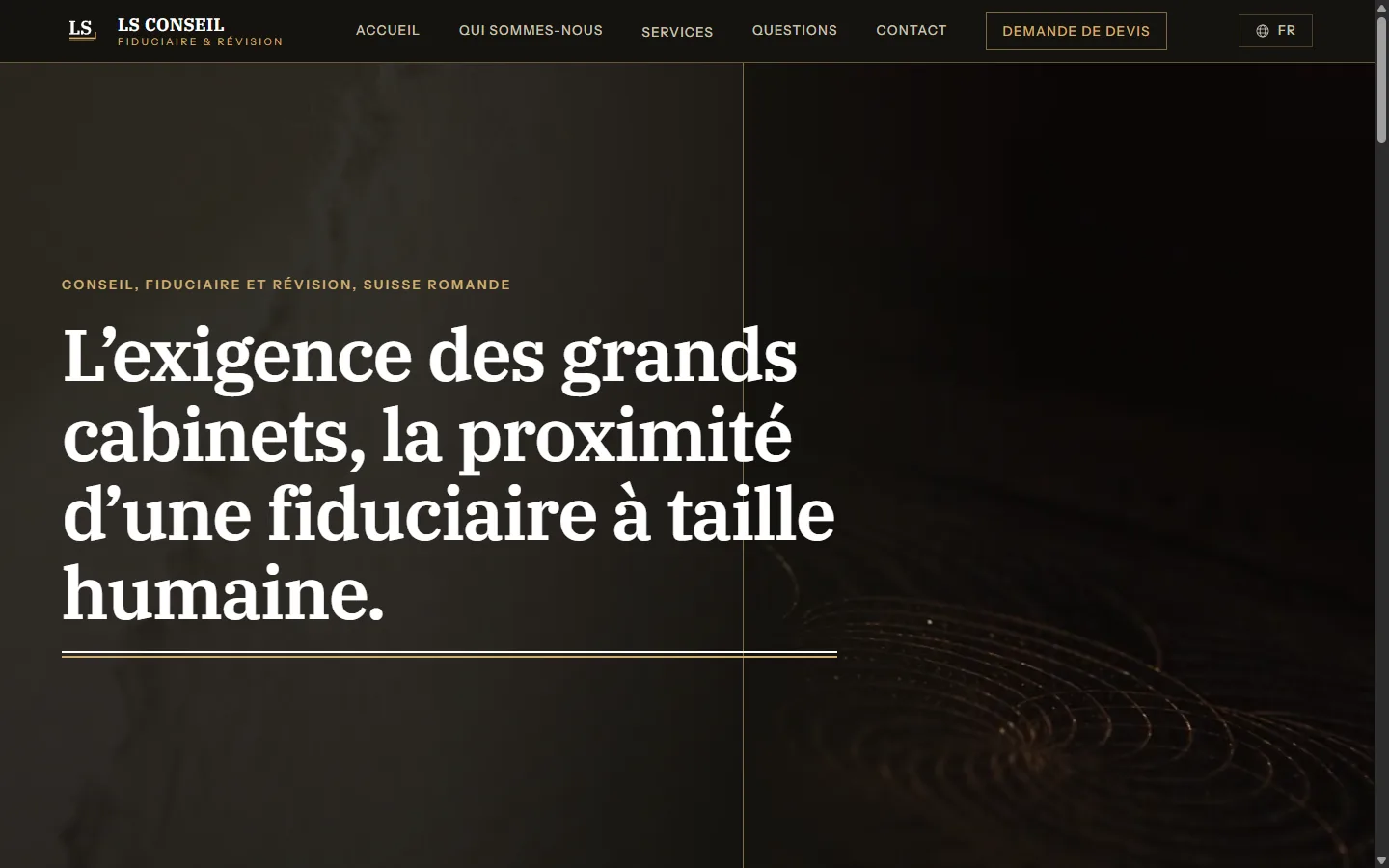 Première page du site LS Conseil.